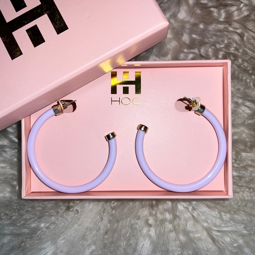 Hoo Hoops 2" Hoop Earrings - Lavender